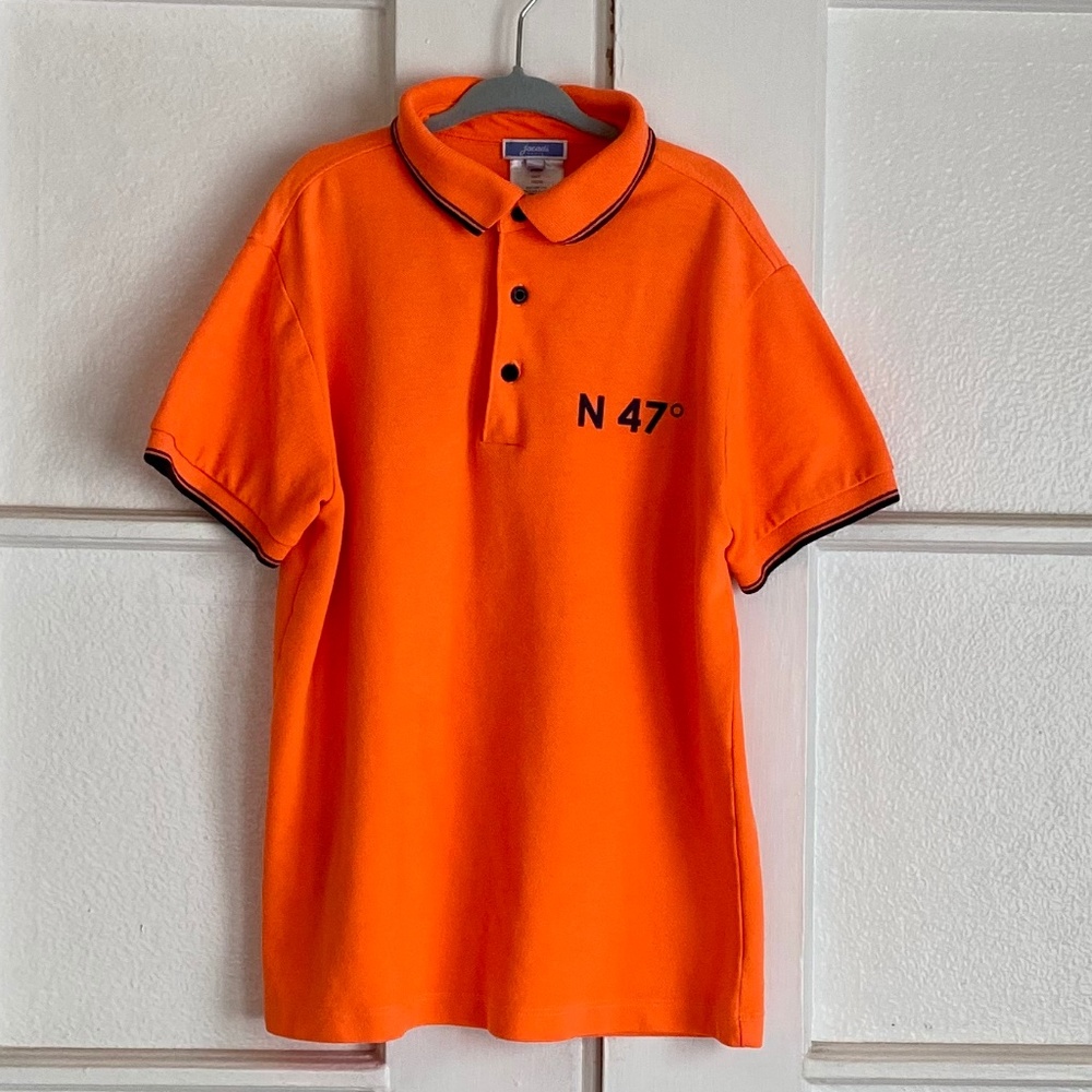 Boys Jacadi Polo Shirt Orange/Navy Size 12A